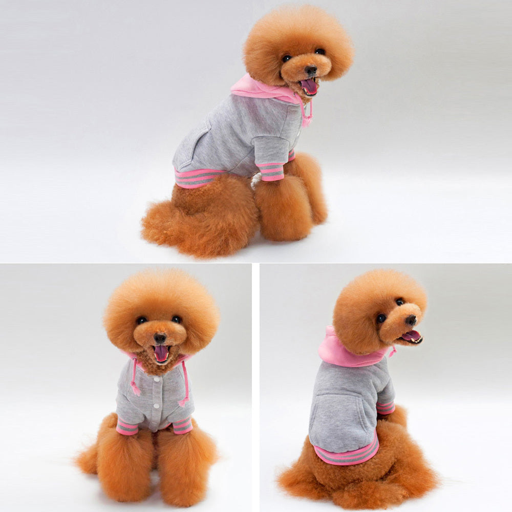 Premium Cotton Color-Block Dog Hoodie – Soft Fleece Pullover with Pocket for Small Pets