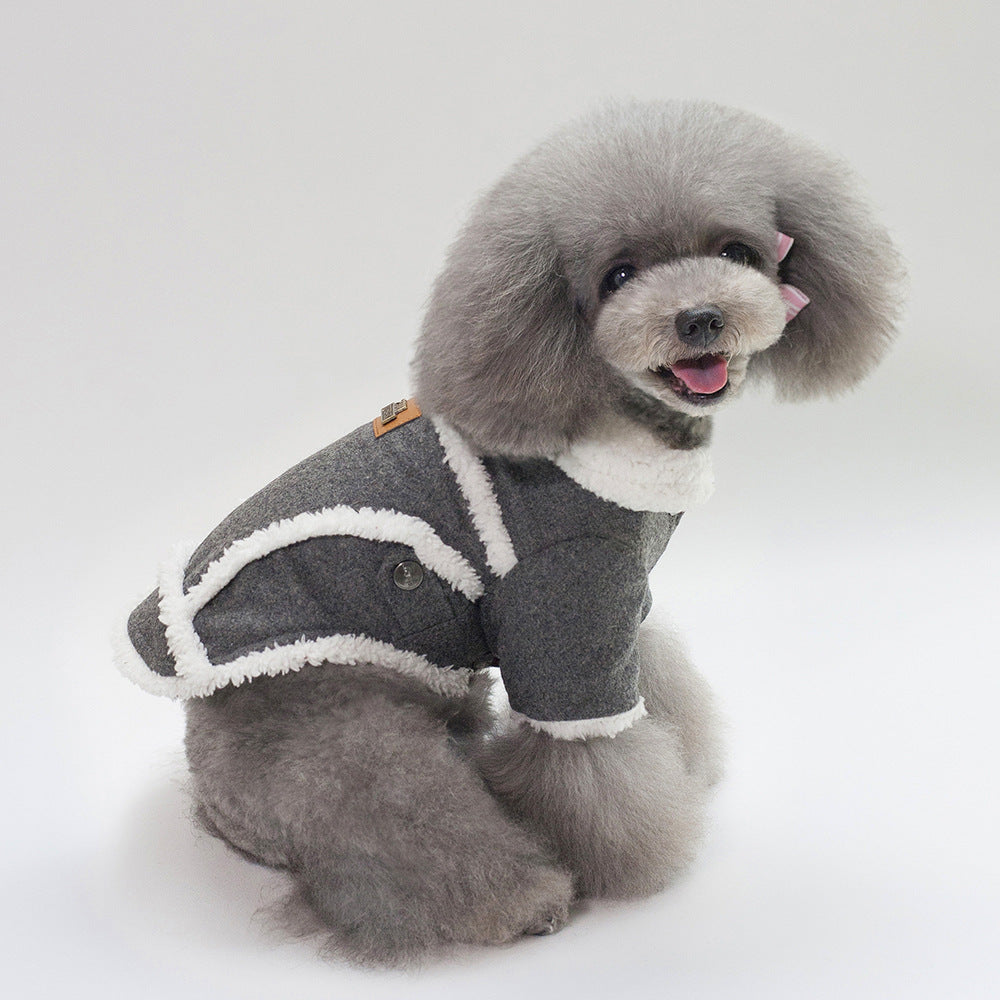 Thick Sherpa-Lined Dog Jacket – Winter Coat with Faux Fur Collar for French Bulldogs