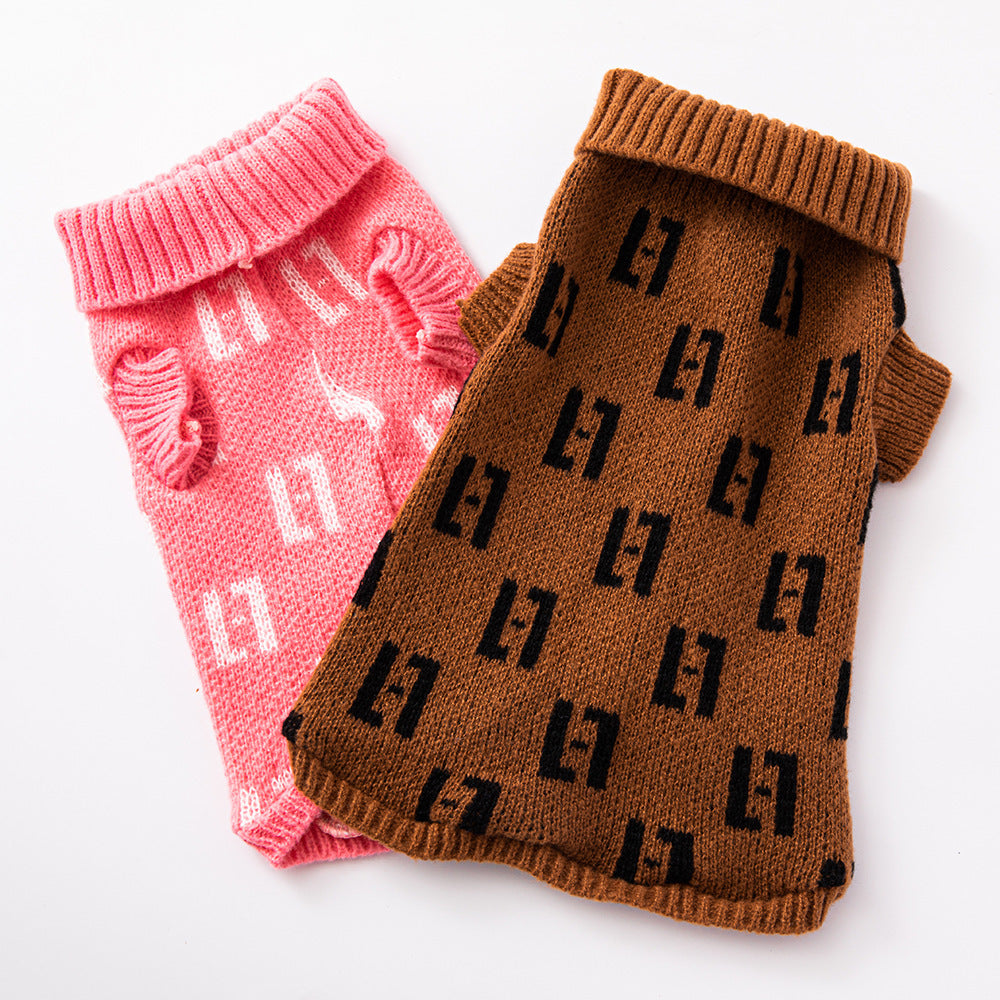 High-Collar Knit Dog Sweater – Fashion Turtleneck Pullover
