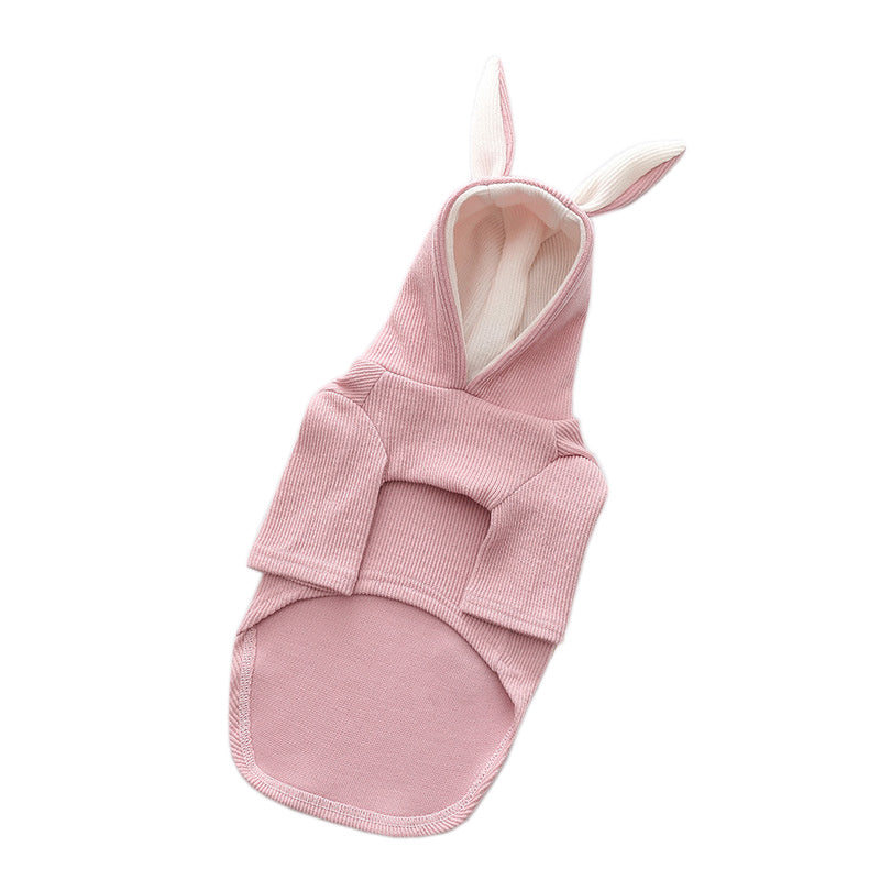 Bunny Ears Dog Hoodie – Lightweight Knit Pet Sweatshirt for Spring & Fall