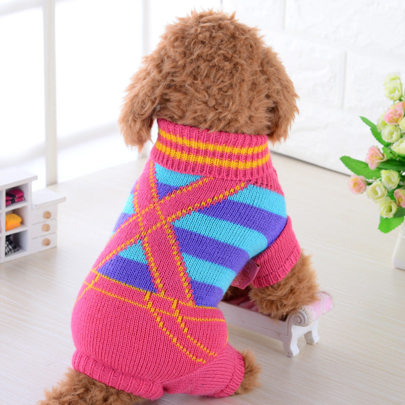 Cable Knit Dog Sweater with Sailor Bow – Warm Winter Pet Jumper
