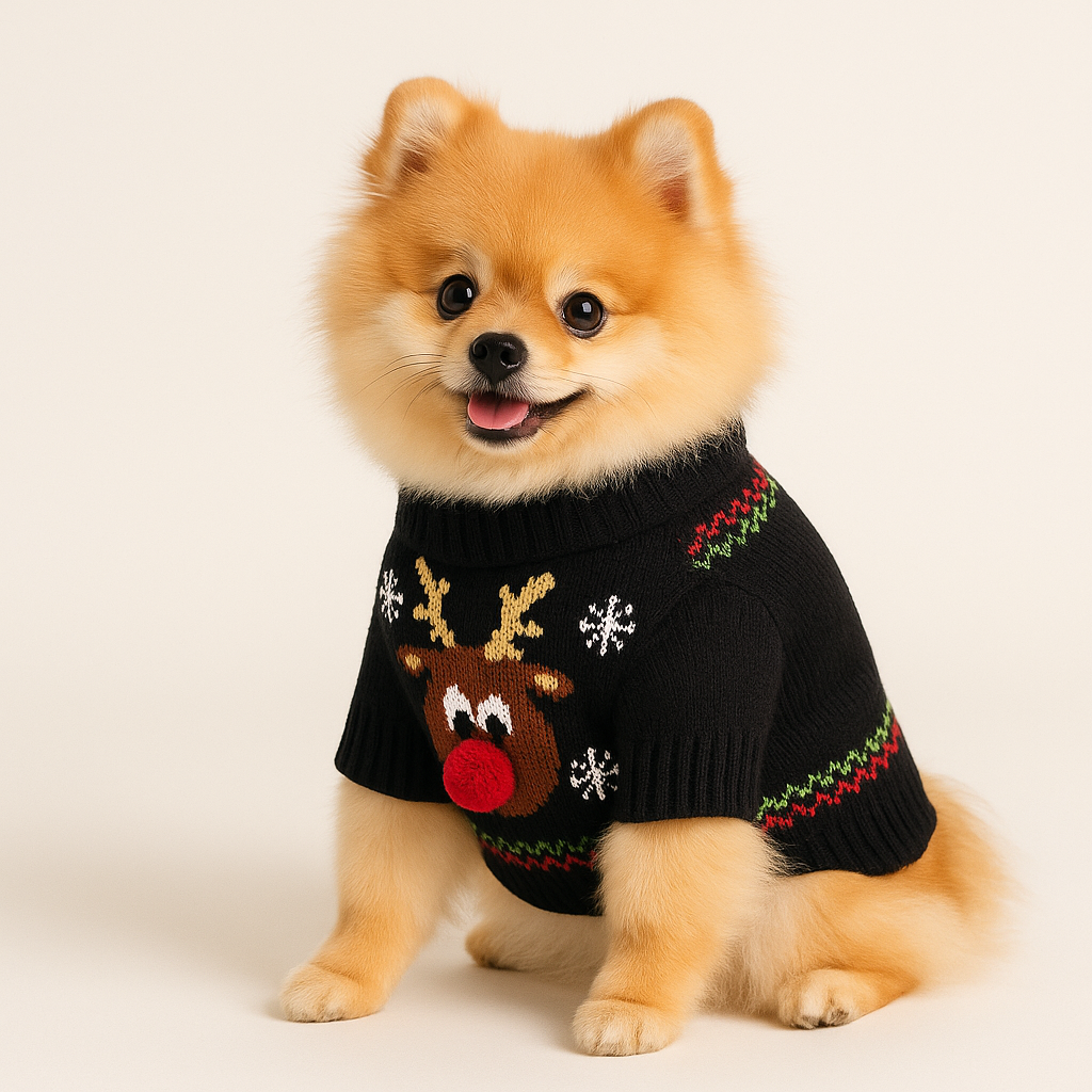 Reindeer Dog Sweater – Cozy Knit Christmas Pet Outfit