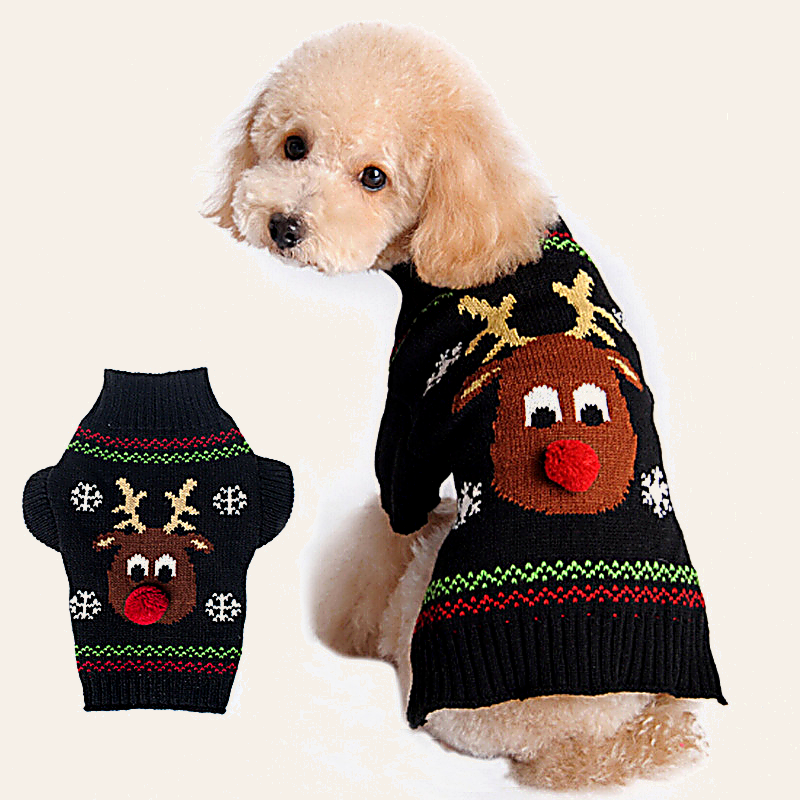 Reindeer Dog Sweater – Cozy Knit Christmas Pet Outfit