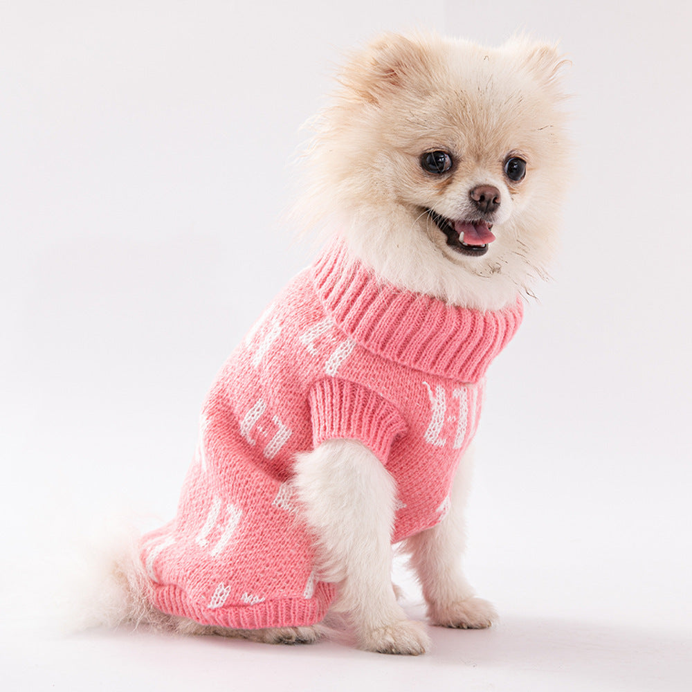 High-Collar Knit Dog Sweater – Fashion Turtleneck Pullover