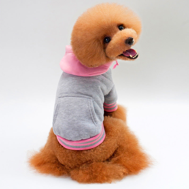Premium Cotton Color-Block Dog Hoodie – Soft Fleece Pullover with Pocket for Small Pets
