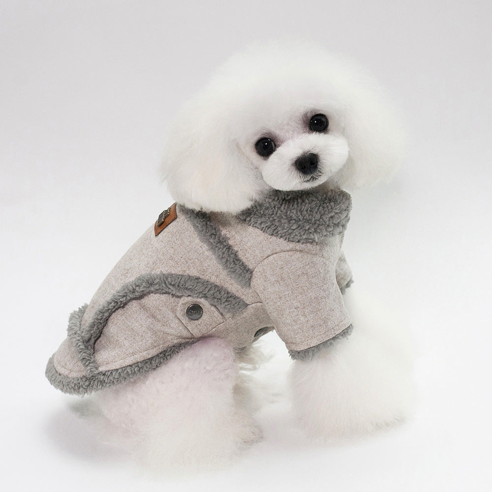 Thick Sherpa-Lined Dog Jacket – Winter Coat with Faux Fur Collar for French Bulldogs