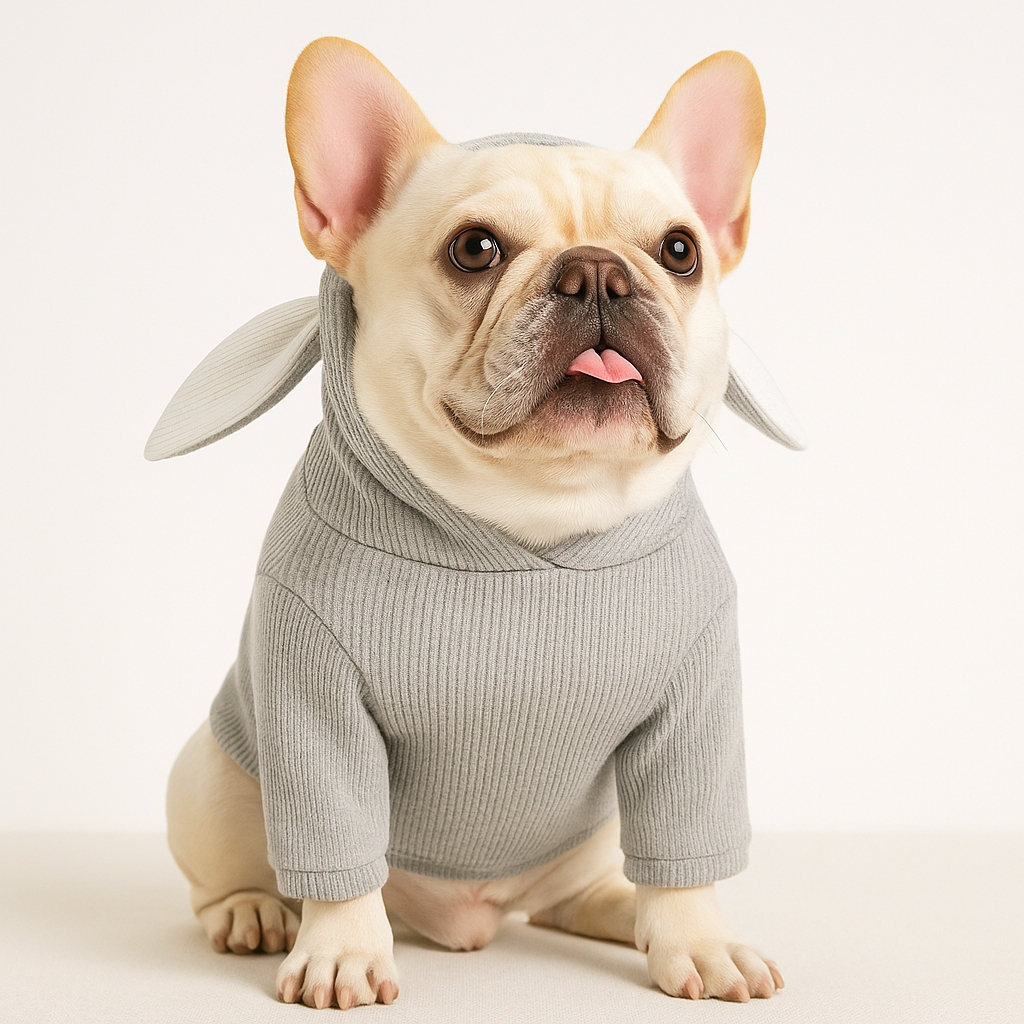 Bunny Ears Dog Hoodie – Lightweight Knit Pet Sweatshirt for Spring & Fall