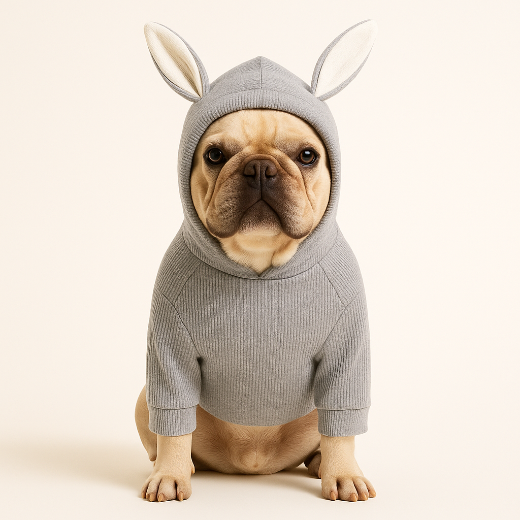 Bunny Ears Dog Hoodie – Lightweight Knit Pet Sweatshirt for Spring & Fall