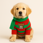 Pawfect Cause | Holiday Dog Sweater Set – Matching Christmas Outfit with Scarf & Beret