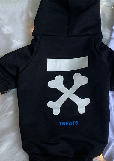 'TREATS' Dog Sweater with Crossbones - Mona Lisa Print