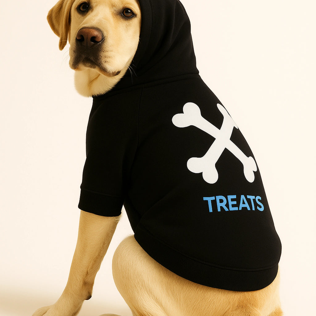 Graphic Dog Hoodie Set – ‘TREATS’ Crossbones & Mona Lisa Print